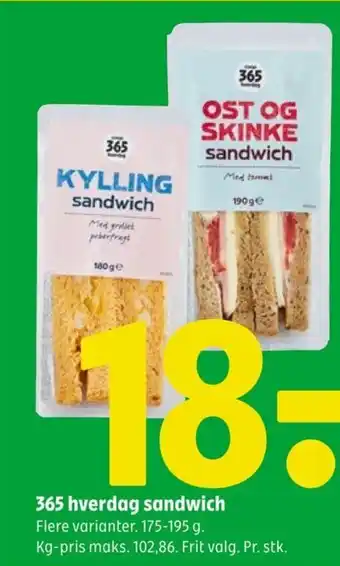 Coop 365 365 hverdag sandwich Flere varianter. tilbud