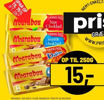 Priss MARABOU 220-250 G. FLERE VARIANTER tilbud