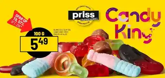 Priss BLAND SELV SLIK FRA CANDY KING 100 G PRIS tilbud