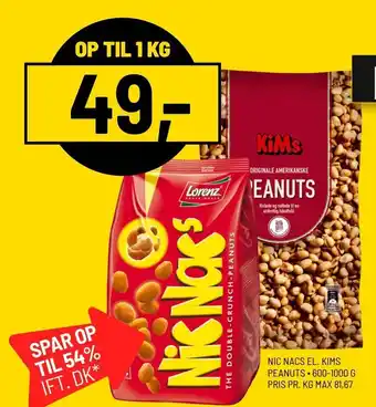 Priss NIC NACS EL. KIMS PEANUTS 600-1000 G tilbud