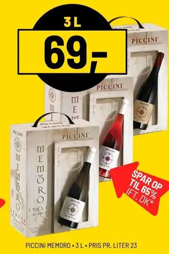 Priss PICCINI MEMORO 3 L. PRIS PR. LITER 23 tilbud