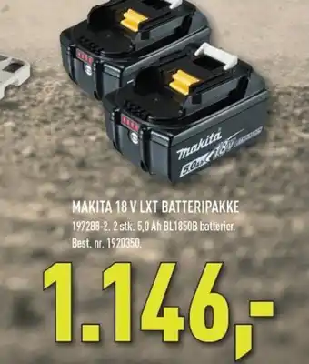 Johannes Fog MAKITA 18 V LXT BATTERIPAKK tilbud