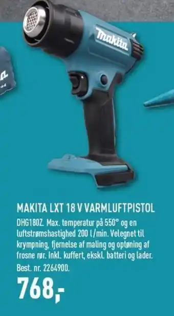 Johannes Fog MAKITA LXT 18 V VARMLUFTPISTOL DHG180Z tilbud