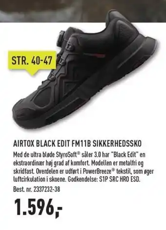 Johannes Fog AIRTOX BLACK EDIT FM11B SIKKERHEDSSKO tilbud