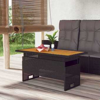 Havebord 100x50x43/63 cm massivt akacietræ og polyrattan