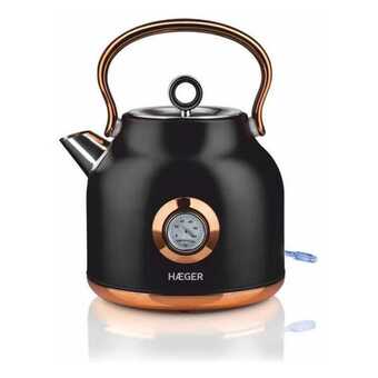 Vandkedel og elektrisk tekedel haeger art deco black 2200 w (1,7 l)