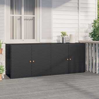 Opbevaringsskab til haven 198x55,5x80 cm polyrattan sort