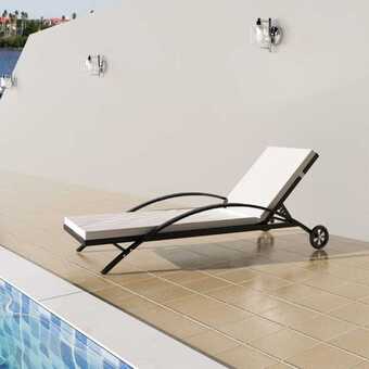 Bolig Center Liggestol med hynde & hjul polyrattan sort tilbud
