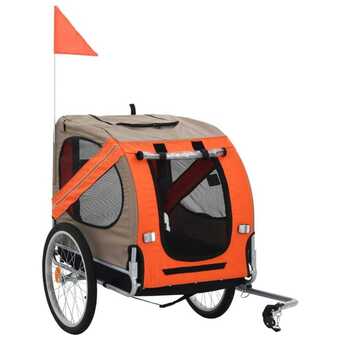 Cykelanhænger til hund orange og grå