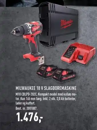 Johannes Fog Milwaukee 18v slagboremaskine ekskl. moms tilbud