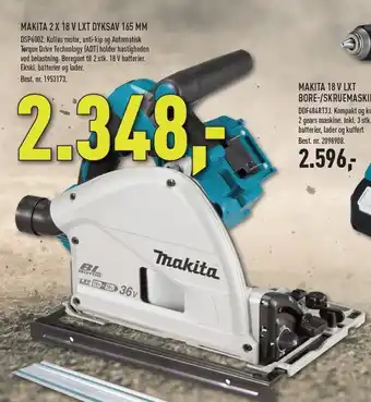 Johannes Fog Makita 2x18v lxt dyksav 165mm ekskl. moms tilbud