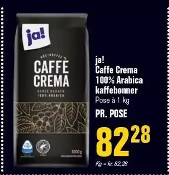 Otto Duborg Ja! caffe crema 100% arabica kaffebønner 1 kg tilbud