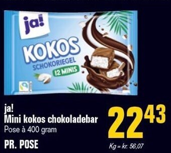 Otto Duborg Ja! mini kokos chokoladebar 400 g tilbud