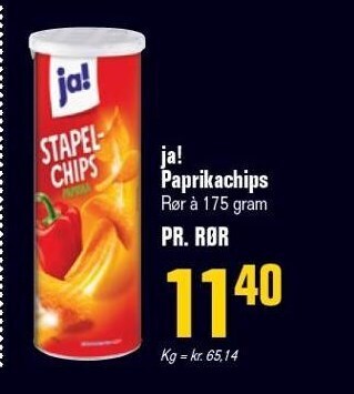 Otto Duborg Ja! paprikachips 175 g tilbud