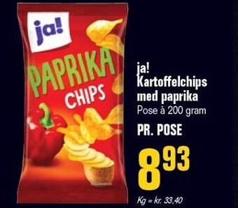 Otto Duborg Ja! kartoffelchips med paprika 200 g tilbud