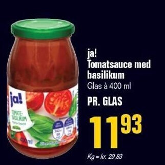Otto Duborg Ja! tomatsaucemed basilikum 400 ml tilbud