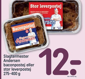 REMA 1000 Slagtermester Andersen baconpostej eller stor leverpostej 275-400 g tilbud