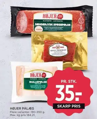 MENY HØJER PÅLÆG Flere varianter. 190-350 g. tilbud