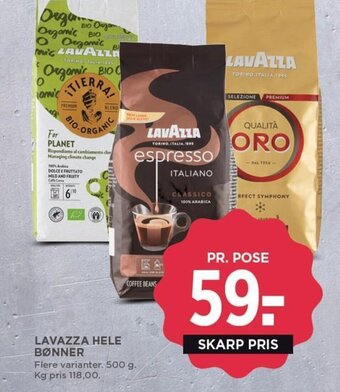 MENY LAVAZZA HELE BØNNER tilbud