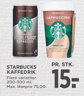 MENY STARBUCKS KAFFEDRIK Flere varianter. 200-300 ml. tilbud
