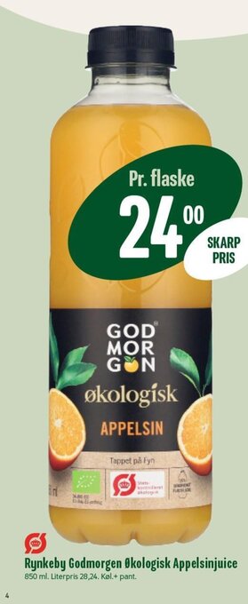 Min Købmand Rynkeby Godmorgen Økologisk Appelsinjuice tilbud