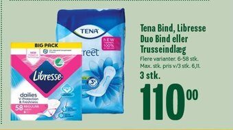 Min Købmand Tena Bind, Libresse Duo Bind eller Trusseindlæg tilbud