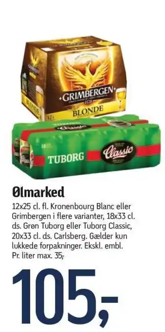 Ølmarked 12x25 cl. fl. Kronenbourg Blanc eller Grimbergen