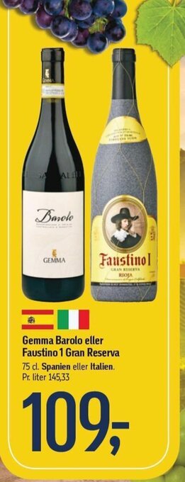 Føtex Gemma Barolo eller Faustino 1 Gran Reserva 75 cl. tilbud