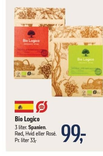 Føtex Bio Logico 3 liter. Spanien. Rød, Hvid eller Rosé. tilbud
