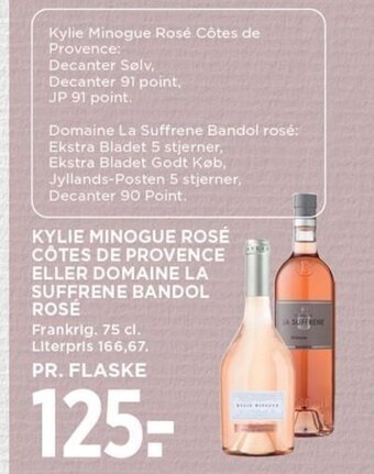 MENY KYLIE MINOGUE ROSÉ CÔTES DE PROVENCE ELLER DOMAINE LA SUFFRENE BANDOL ROSÉ tilbud