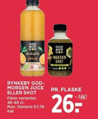MENY RYNKEBY GOD-MORGEN JUICE ELLER SHOT tilbud