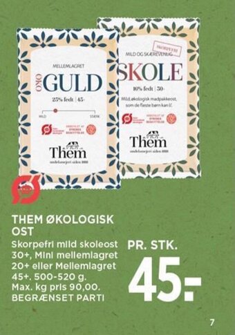 MENY THEM ØKOLOGISK OST tilbud