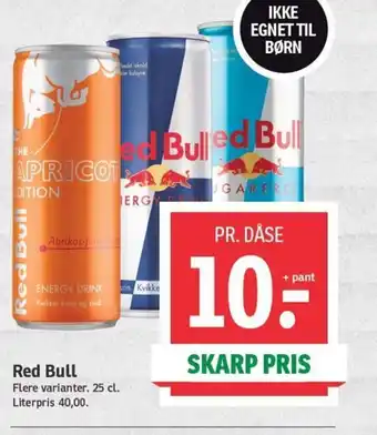 SPAR Red Bull Flere varianter. 25 cl. tilbud