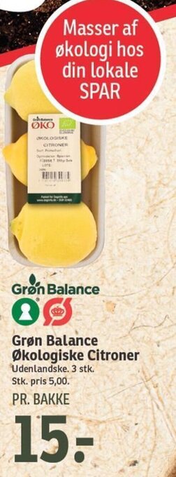 SPAR Grøn Balance Økologiske Citroner tilbud
