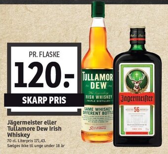 SPAR Jägermeister eller Tullamore Dew Irish Whiskey tilbud