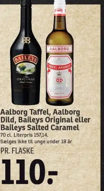 SPAR Aalborg Taffel, Aalborg Dild, Baileys Original eller Baileys Salted Caramel tilbud