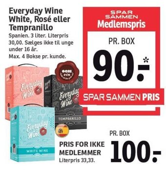 SPAR Everyday Wine White, Rosé eller Tempranillo tilbud