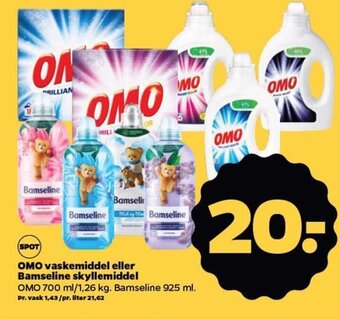 Netto OMO vaskemiddel eller Bamseline skyllemiddel tilbud