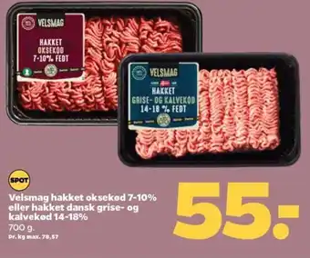 Netto Velsmag hakket oksekød 7-10% eller hakket dansk grise- og kalvekød 14-18% tilbud