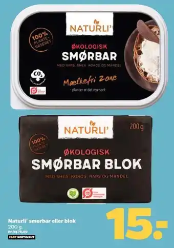 Netto Naturli' smørbar eller blok 200 g. tilbud