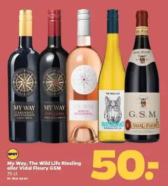 My Way, The Wild Life Riesling eller Vidal Fleury GSM