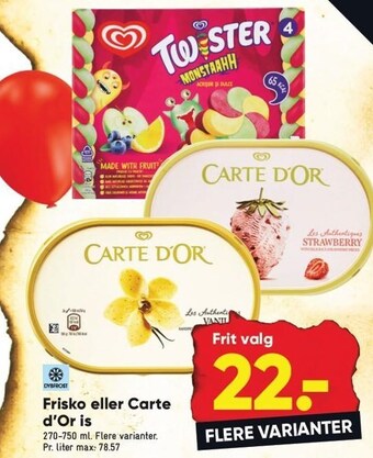 Bilka Frisko eller carte d'or is tilbud