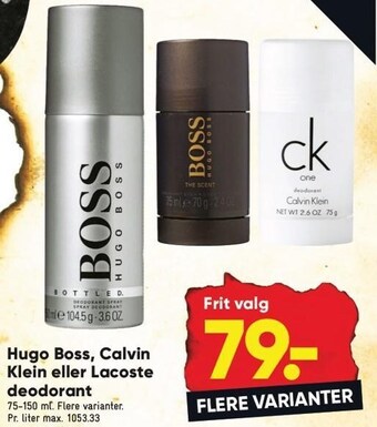 Bilka Hugo boss, calvin klein eller lacoste deodorant tilbud