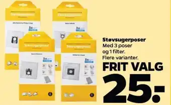 Netto Støvsugerposer Med 3 poser og 1 filter. tilbud