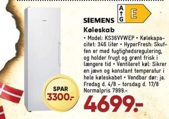 Bilka Siemens køleskab tilbud