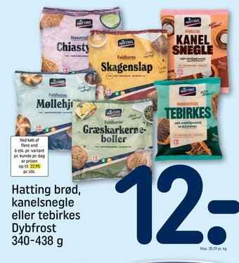 REMA 1000 Hatting brød, kanelsnegle eller tebirkes Dybfrost 340-438 g tilbud