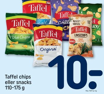 REMA 1000 Taffel chips eller snacks 110-175 g tilbud
