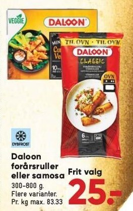 Bilka Daloon forårsruller eller samosa tilbud