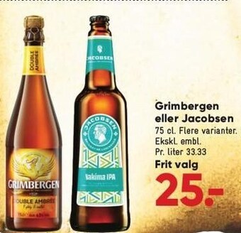 Bilka Grimbergen eller jacobsen tilbud