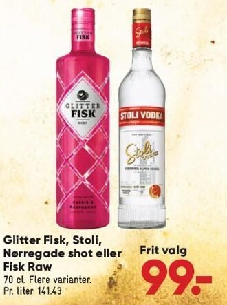 Glitter fisk, stoli, nørregade shot eller fisk raw